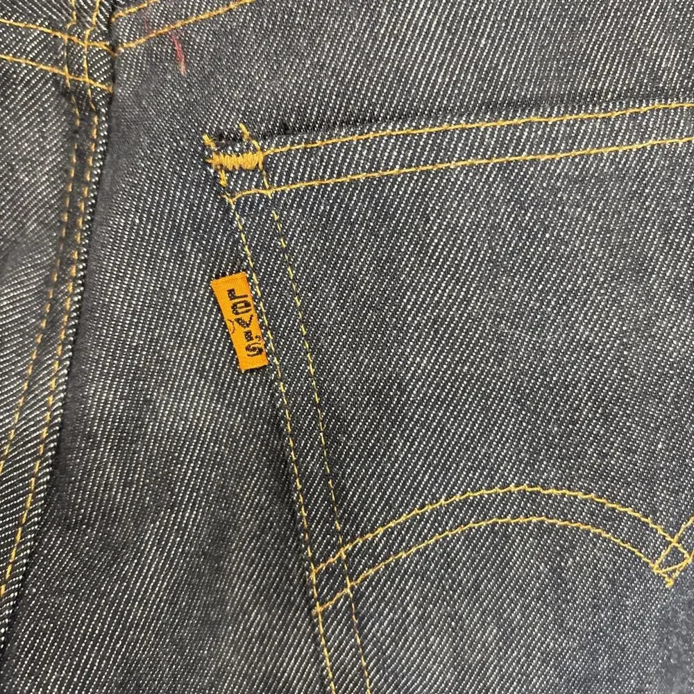VTG 70s Orange Tab And Stitch Levi’s Wide Leg Blue Jeans Never Worn 28 X 33